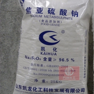 焦亞硫酸鈉，Na2S2O5，食用焦亞硫酸